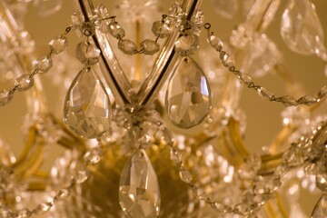 old historical crystal ceiling light in a palace