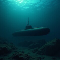 Deep sea wanderer submarine silently patrolling the depths Generative AI