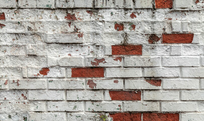 Brick wall with white bricks and red bricks