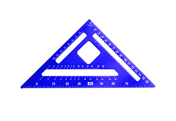 Blue carpenter s square tool isolated on transparent background