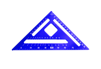 Blue carpenter s square tool isolated on transparent background