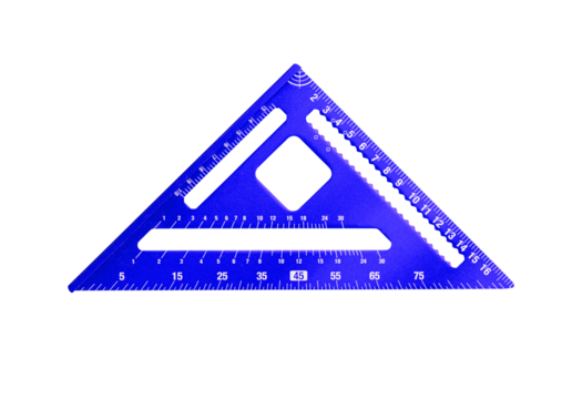 Blue carpenter s square tool isolated on transparent background