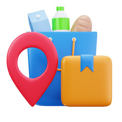 3D Grocery Delivery Location Marker Icon