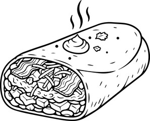 vector illustration food cake, cream, taco, coffee, burger, egg, pizza fries 