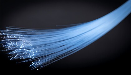 High speed network connection through bundle of illuminated glowing optical glass fibers transmitting digital data communication