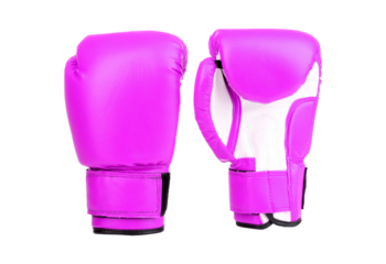 Pair of pink boxing gloves isolated on transparent background