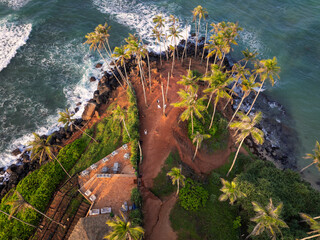 Aerial view of Coconut Tree Hill in Mirissa, Sri Lanka