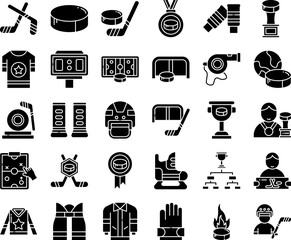 Hockey Icons Set: Game, Equipment, and Competition