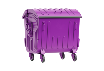 Purple commercial dumpster isolated on transparent background
