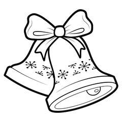  Christmas bell black and white vector illustration