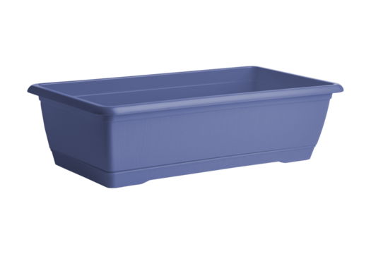 Blue rectangular plastic plant pot isolated on transparent background
