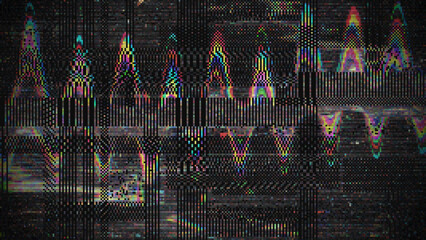 Abstract glitch texture with VHS distortion and pixel noise