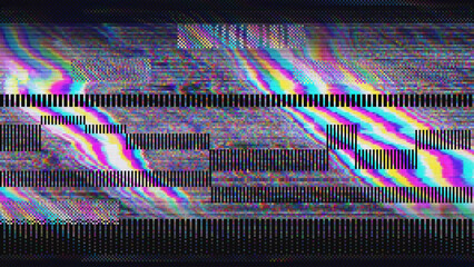 VHS Glitch Screen Effect. Abstract Technology Vector Background in Retro Style