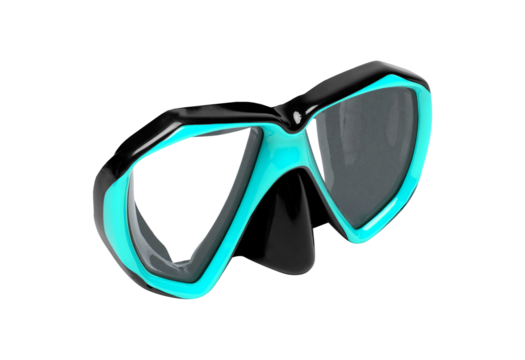 Aqua blue scuba diving mask isolated on transparent background - Powered by Adobe