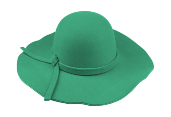 Green wide brimmed sun hat isolated on transparent background