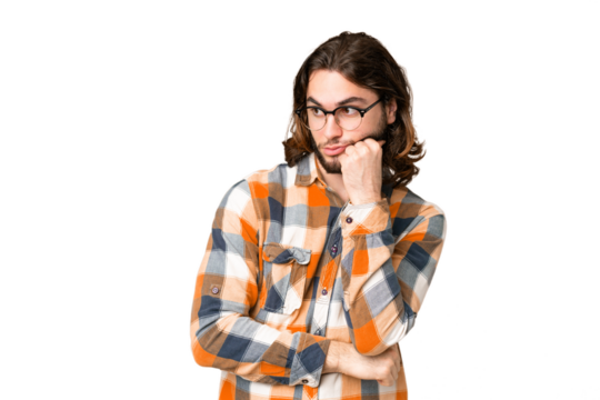Young handsome man over isolated chroma key background with tired and bored expression