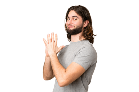 Young handsome man over isolated chroma key background scheming something