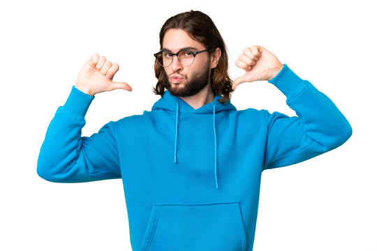 Young handsome man over isolated chroma key background proud and self-satisfied