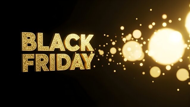 Black Friday golden text with bokeh lights elegant design for sale promotion isolated on black background isolated on white background - Powered by Adobe