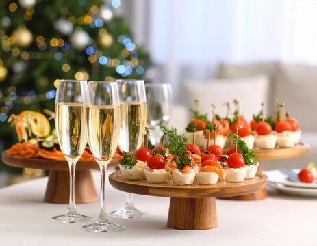 toasts, amuse-bouches et champagne pour les f&ecirc;tes