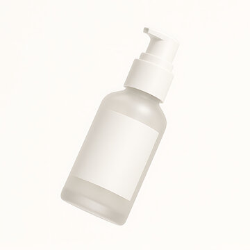 Isometric 3D cosmetic serum bottle with pump, floating 