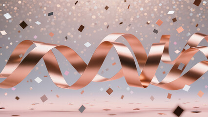 Celebratory ribbons and confetti create a festive atmosphere for special occasions and events Generative AI