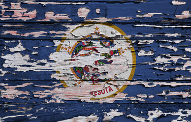 Flag of Minnesota on a wooden board