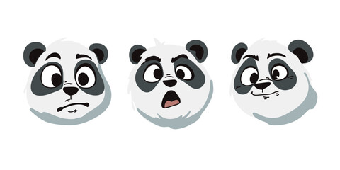 cute panda displaying multiple surprised facial reactions