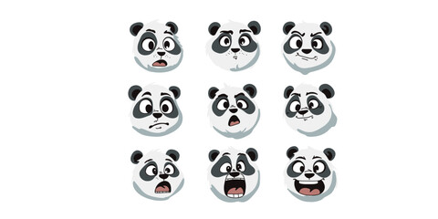 set of cute panda showing surprised emotions © Tetiana Kasatkina