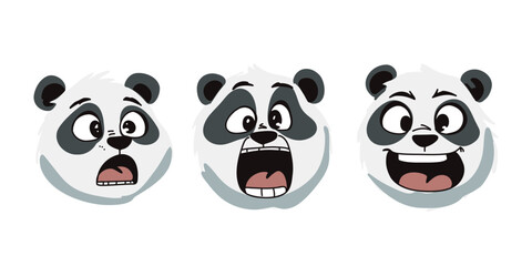 various emotional states of cartoon surprised panda © Tetiana Kasatkina