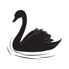 Elegant Black Swan Silhouette Floating on Water