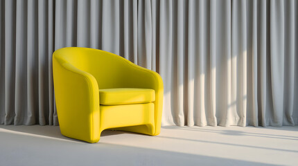 vibrant yellow armchair in minimalist interior