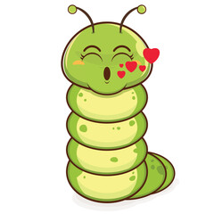 worm love face cartoon cute