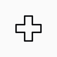 medical cross line art icon silhoutte vector template