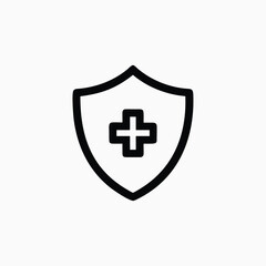 medical shield icon silhoutte vector template