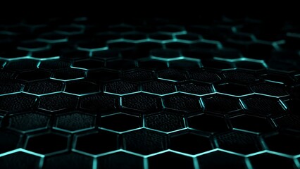 Naklejka premium Subtle Cyan Hexagon Grid Pattern with Dim Lighting and Unique Texture Effects