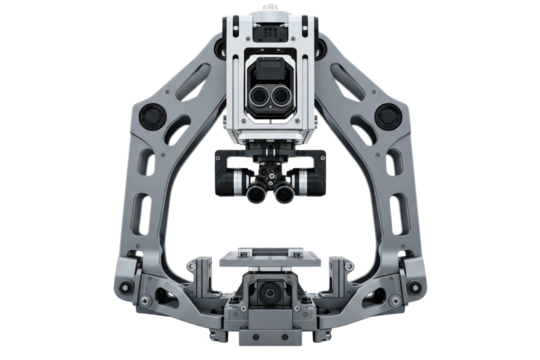 Modern mechanical stabilizer device concept for filming isolated with transparent background
