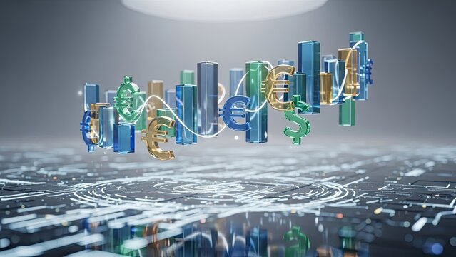 Visualize global market growth with this dynamic currency chart, ideal for financial reports and investment presentations, a modern concept for business success