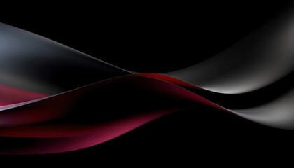 Abstract Dark Background with Flowing Red and Silver Waves of Light