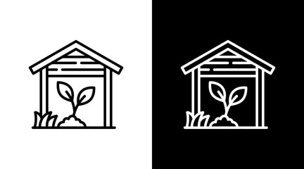 Organic Farm White Icon Set Design