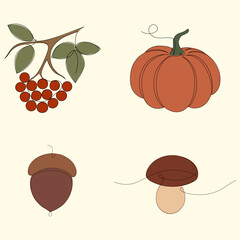 Autumn Harvest Line Art Icons Set