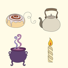 Cozy Hygge Line Art Icons Set