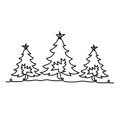 Continuous Line Three Christmas Trees