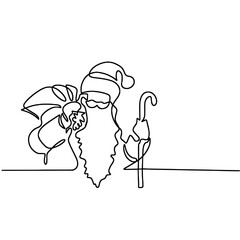 One Line Art Santa Claus
