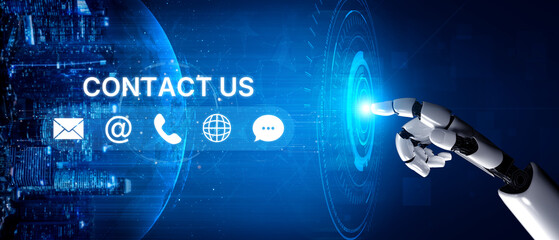 AI supports customer contact with smart UI icons for email, chat, phone, and message to streamline communication and enhance customer support interaction. Artificial intelligence spline