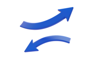 Blue Curved Arrows Pointing Upward and Downward