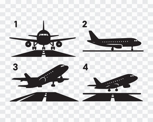 Airplane Takeoff and Landing Silhouettes Collection