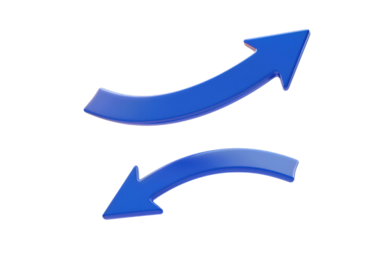Blue Curved Arrows Pointing Upward and Downward