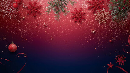 Holiday cheer background: A vibrant background of holiday spirit, complete with a cascade of sparkling snowflakes, ornaments, and ribbons, creating a festive scene.