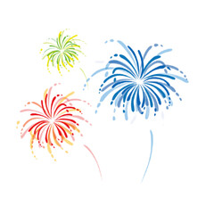 set of colorful fireworks png